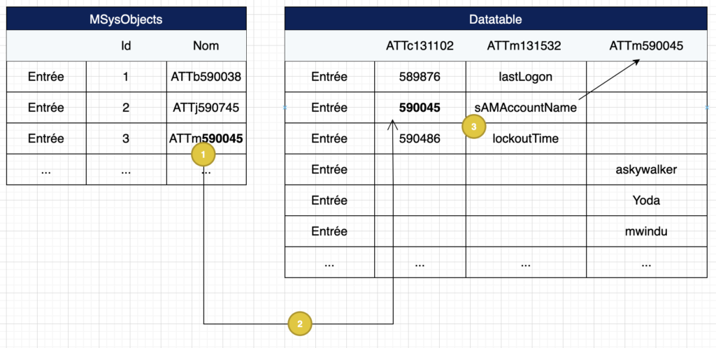 Recherche du nom LDAP des colonnes de la datatable