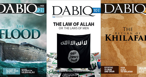 Aperçu de quelques couvertures du mensuel djihadiste Dabiq